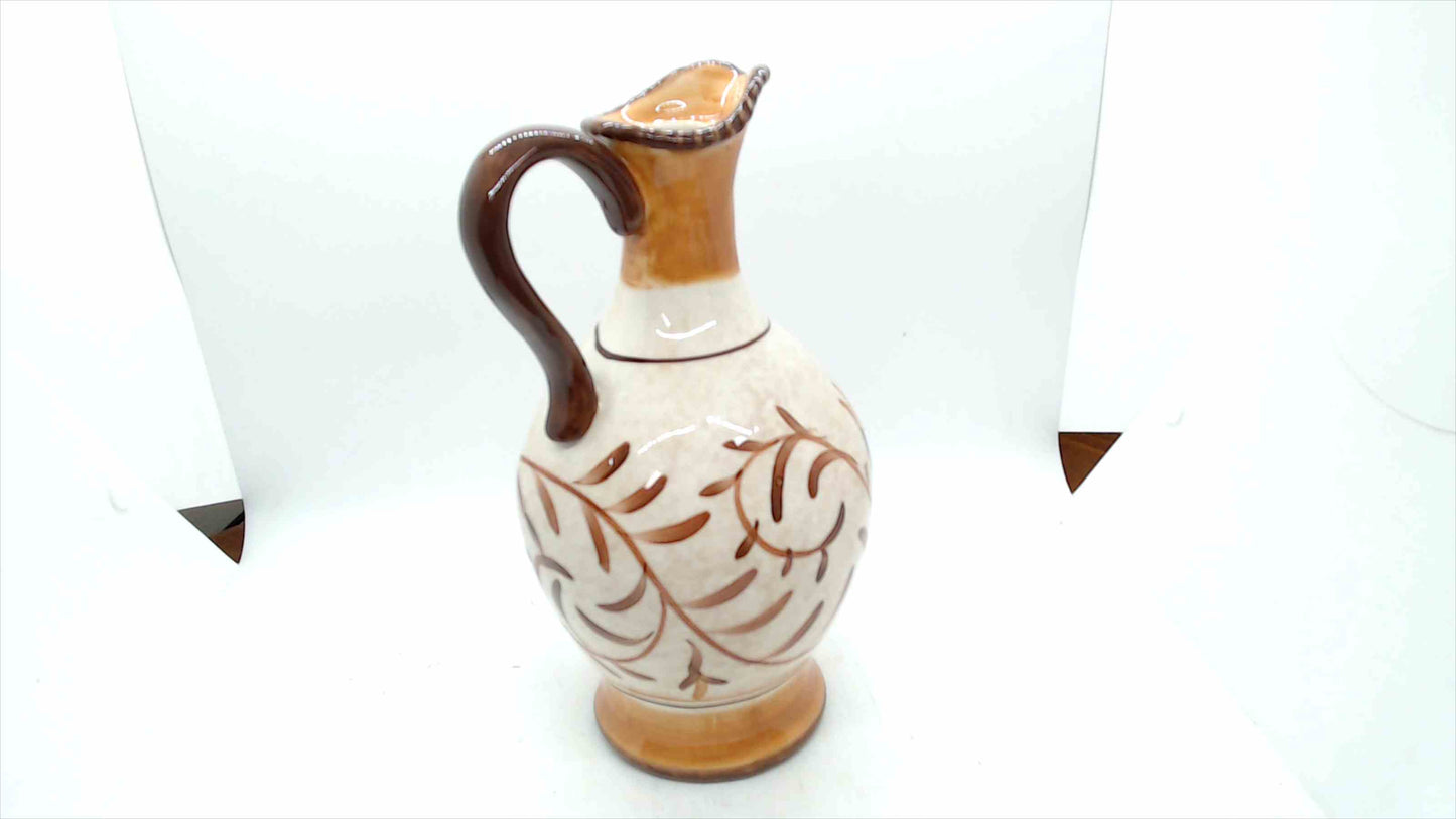 Certified International Pamela Gladding Ceramic Pitcher – Brown & Cream Vine Design