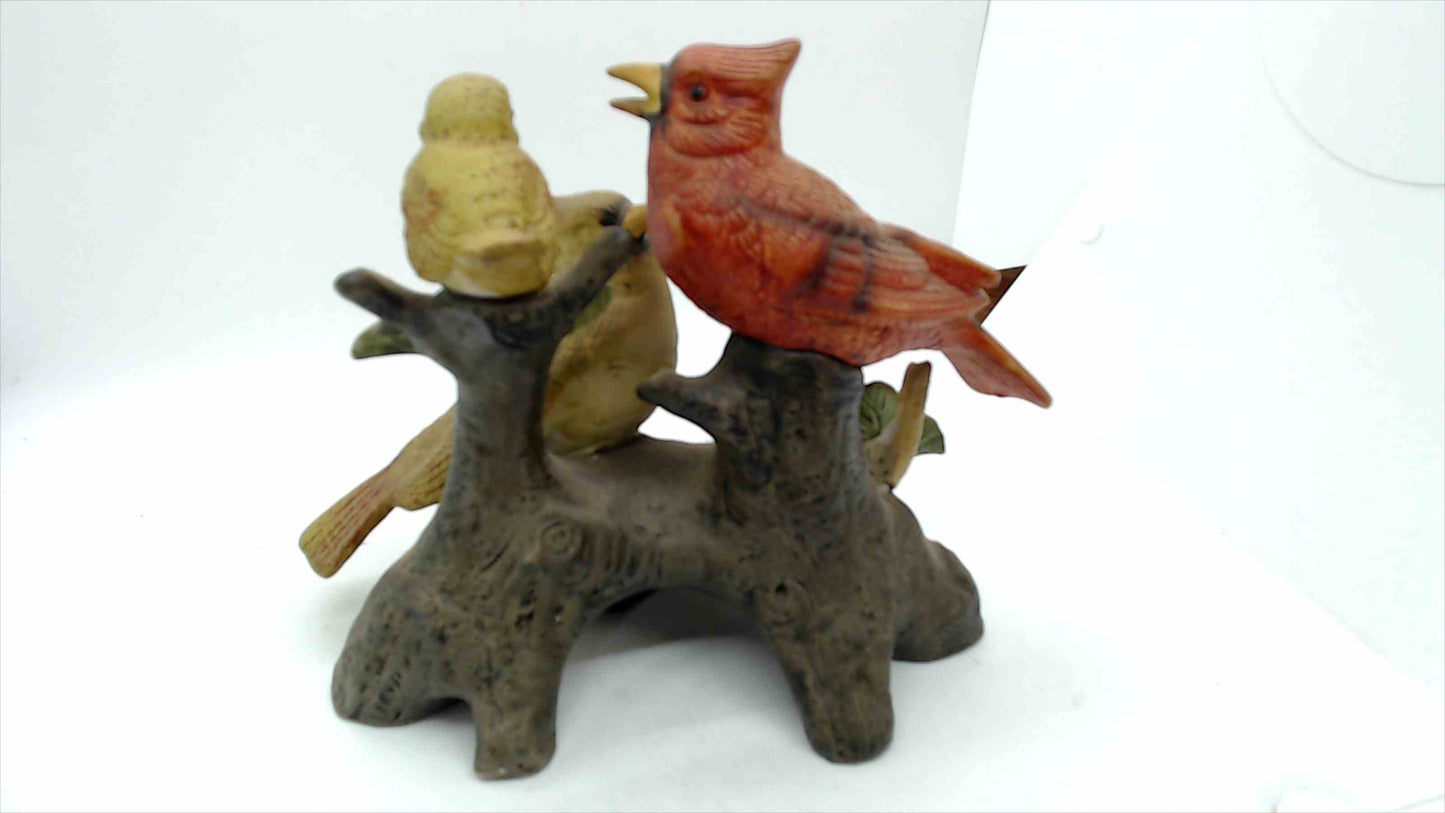 Vintage Ceramic Cardinal Bird Family Figurine – Made in Taiwan