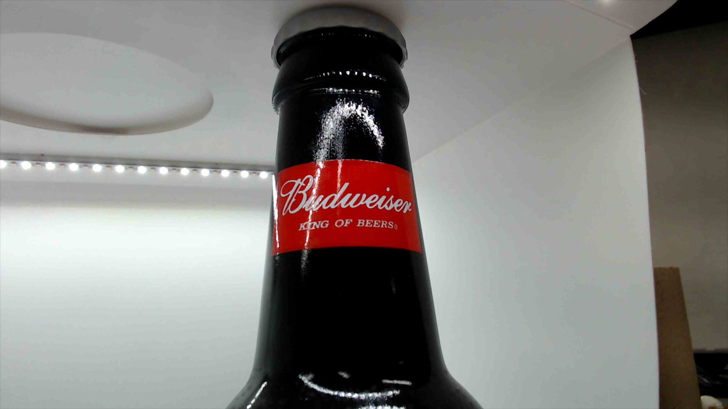 Budweiser Dale Earnhardt Jr. #8 – 2000 NASCAR Rookie Season Commemorative Glass Bottle, ~15" Display