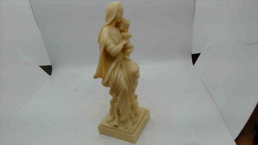 Madonna & Child Carved Stone Statue – Ivory/Alabaster Look – 8.25" Religious Figurine