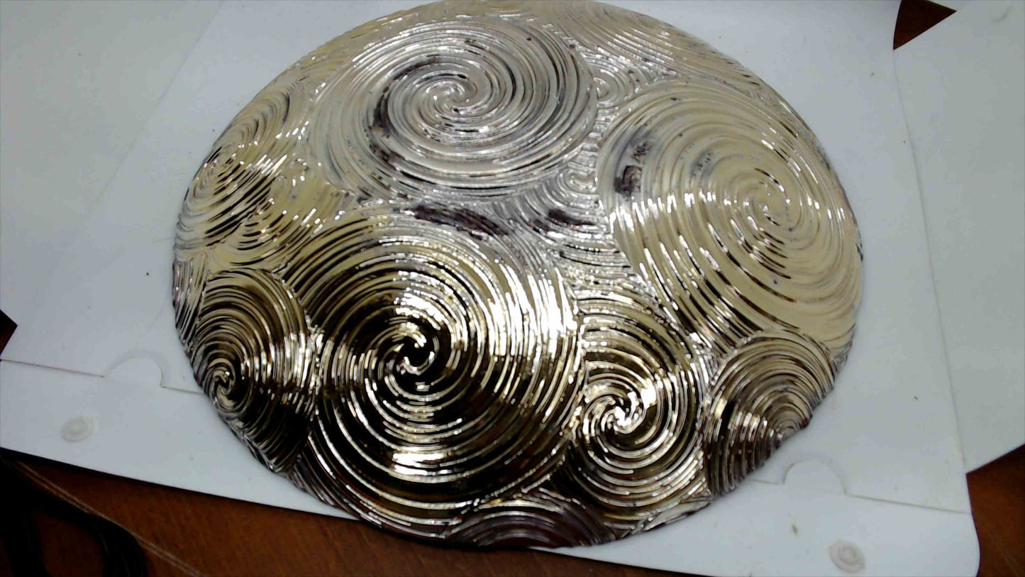 13" Red Swirl Textured Glass Centerpiece Bowl w/ Metallic Gold Back – 13" x 2.5"