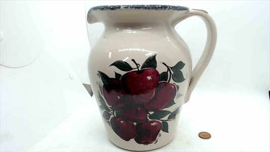 Home & Garden Party Apple Stoneware Pitcher – Handmade USA (2000) – 8"