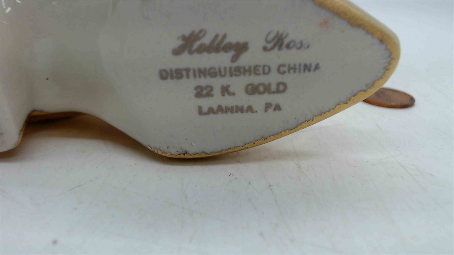 Vintage Holley Ross 22K Gold Cowboy Boot Bud Vase – La Anna, PA – 4.5” Tall