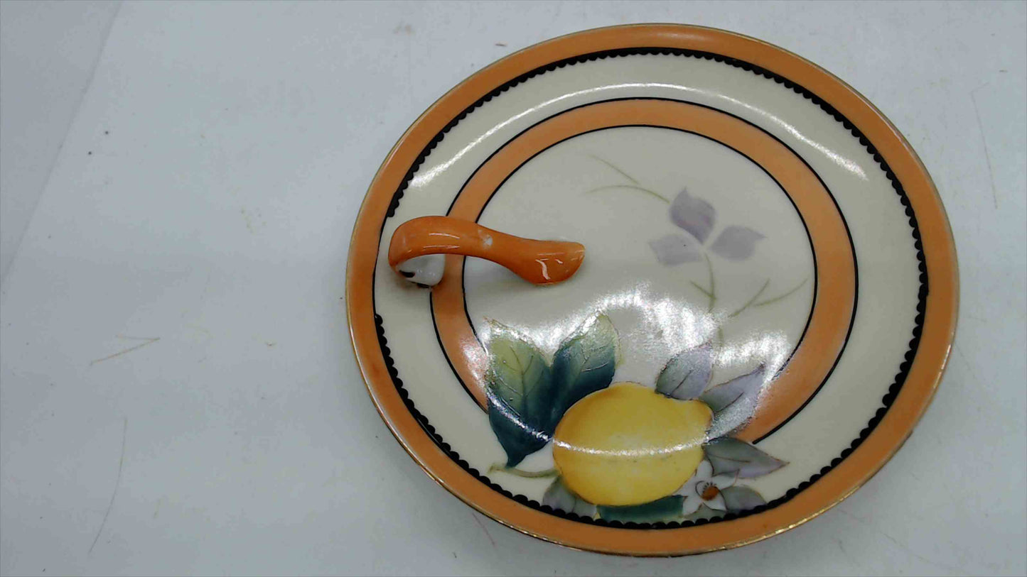 Noritake “M in Wreath” Hand-Painted Lemon Nappy / Trinket Dish, 5.5"