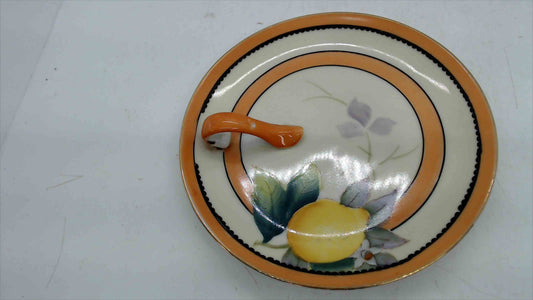 Noritake “M in Wreath” Hand-Painted Lemon Nappy / Trinket Dish, 5.5"
