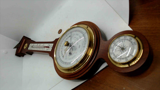 Vintage Swift & Anderson Mahogany Wall Weather Station – Barometer, Thermometer & Hygrometer, 21"