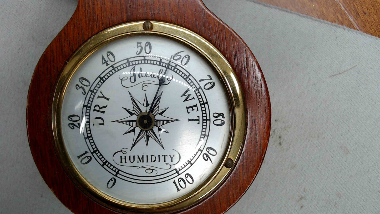 Vintage Swift & Anderson Mahogany Wall Weather Station – Barometer, Thermometer & Hygrometer, 21"