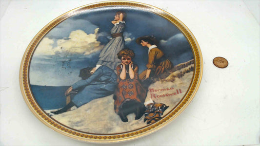 Norman Rockwell “Waiting on the Shore” Collector Plate – Edwin M. Knowles, 2nd in Rediscovered Women (Bradex 84-R70-4.2)