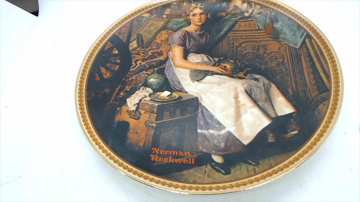 Edwin M. Knowles Norman Rockwell Collector Plate – “Dreaming in the Attic” (Rockwell’s Rediscovered Women, 1st Issue) – Bradex 84-R70-4.1
