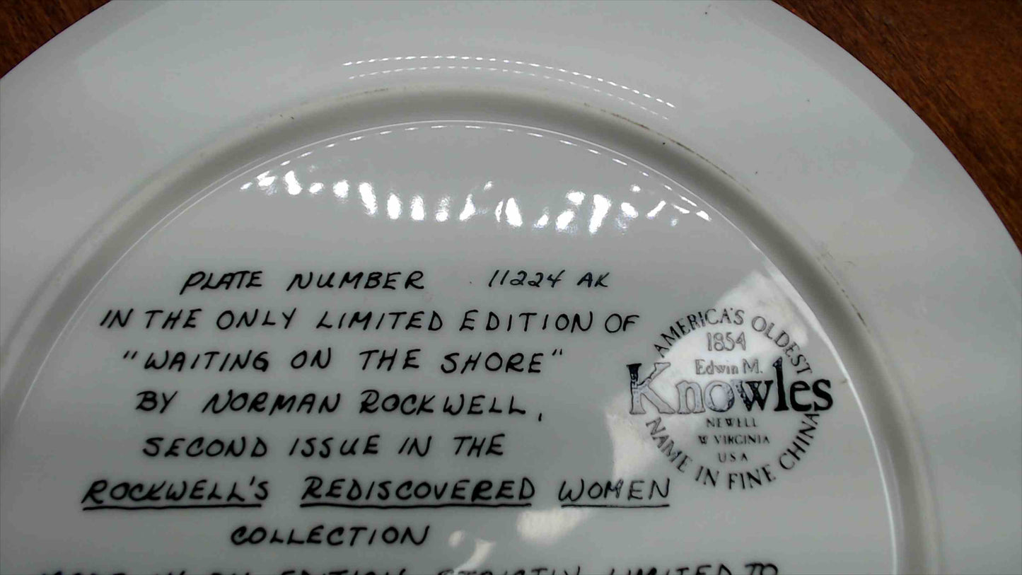 Norman Rockwell “Waiting on the Shore” Collector Plate – Edwin M. Knowles, 2nd in Rediscovered Women (Bradex 84-R70-4.2)