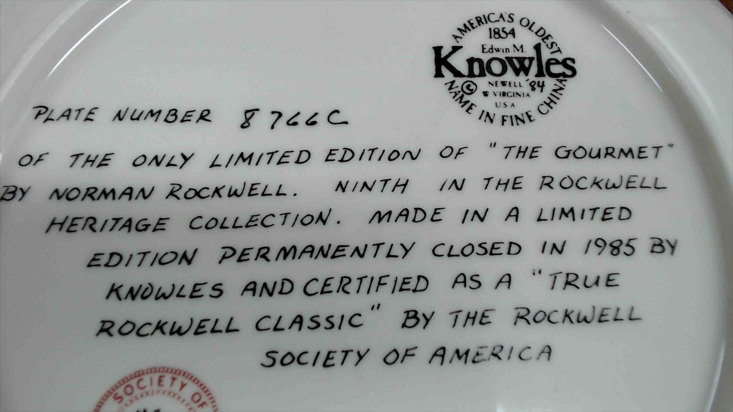 Norman Rockwell “The Gourmet” Collector Plate – Edwin M. Knowles – 8.5" w/ COA (Plate #8766C)