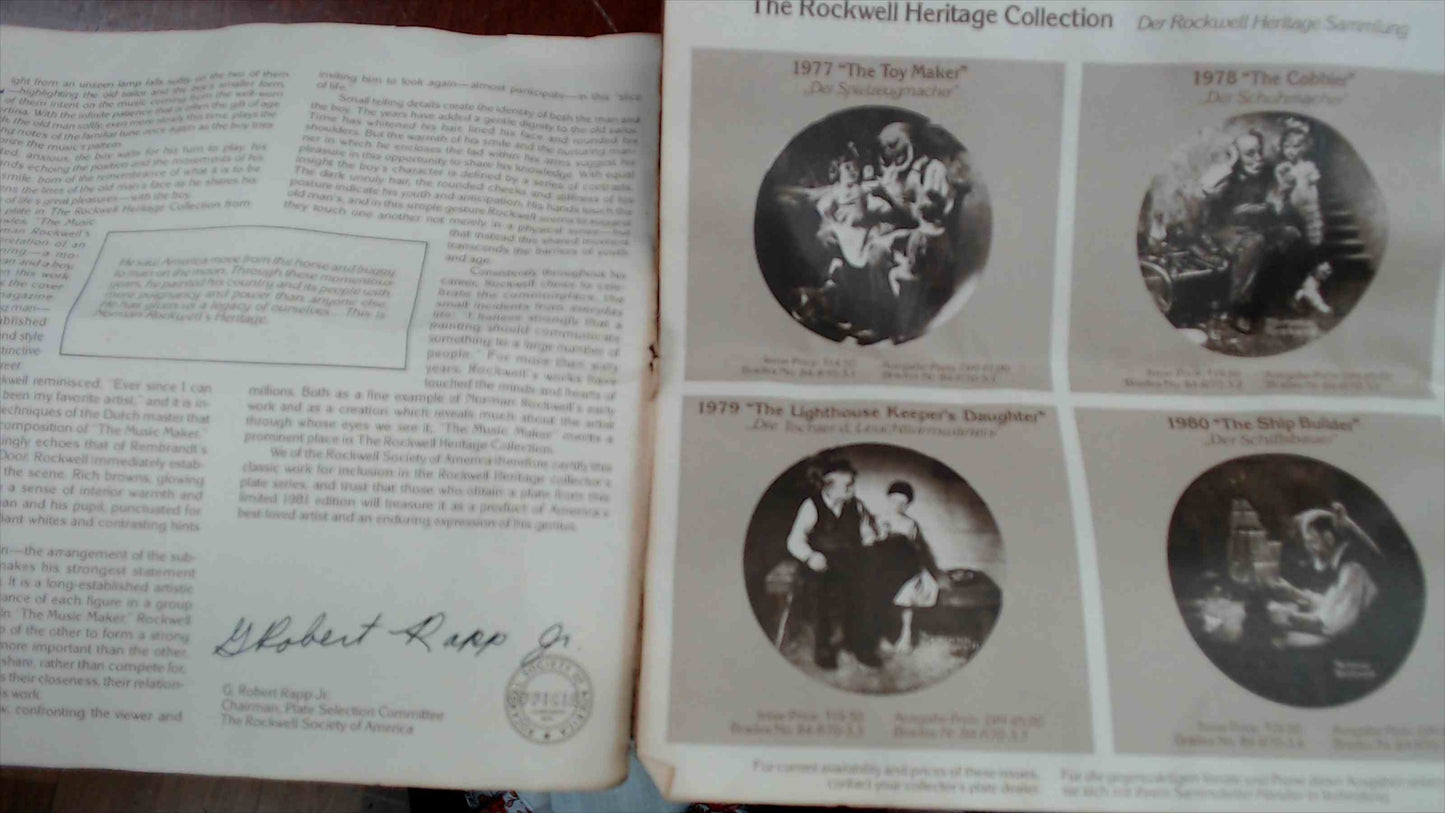Norman Rockwell “The Music Maker” Collector Plate – 1981 – Plate #9394G – 8.5" w/ COA