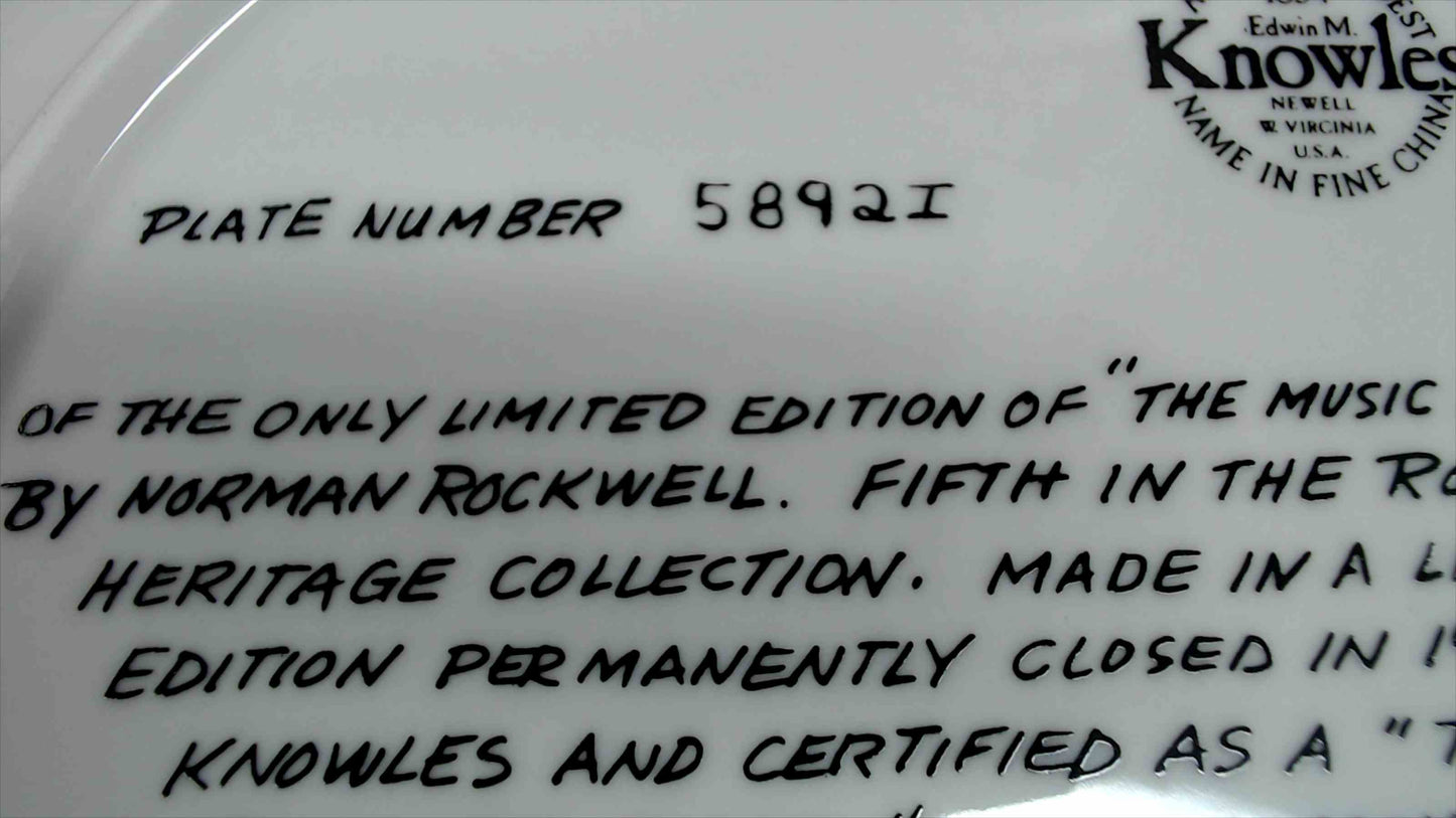 1981 Norman Rockwell “The Music Maker” Collector Plate – Edwin M. Knowles – Rockwell Heritage Collection – 8.5" – Plate #5892I (Bradex 84-R70-3.5)