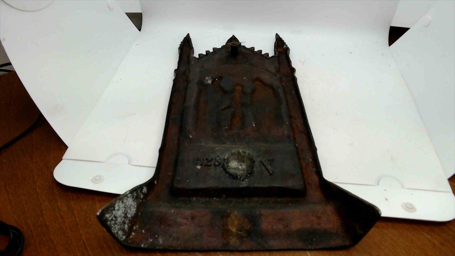 Vintage Cast Iron Gothic Holy Family Doorstop / Wall Plaque – Copper-Bronze Finish – ~14"
