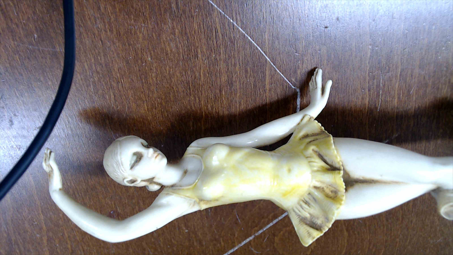 Vintage Italian Ballerina Figurine on Genuine Carrara Marble Base – 9” – Made in Italy