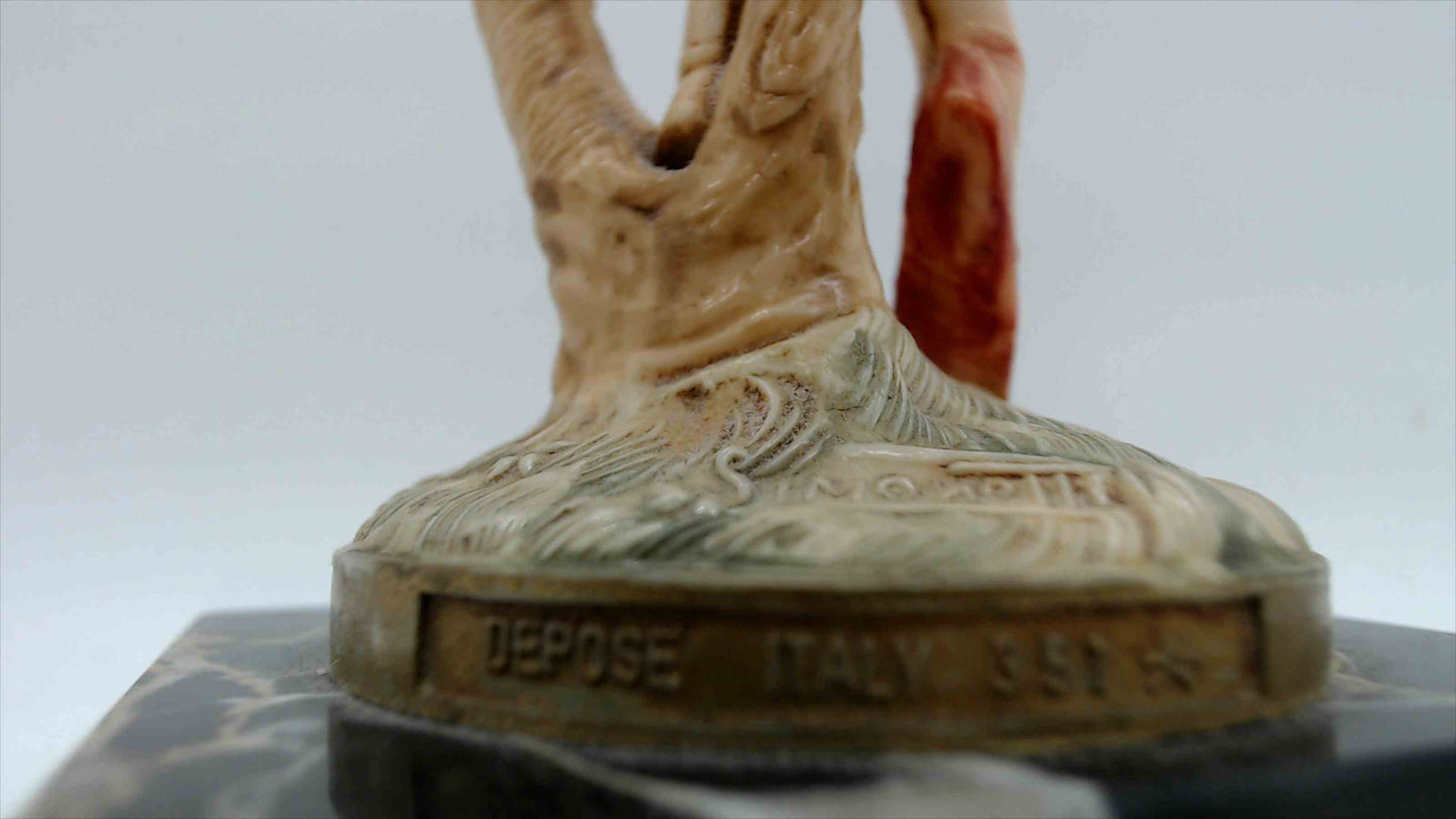 Vintage Italian Ballerina Figurine on Genuine Carrara Marble Base – 9” – Made in Italy