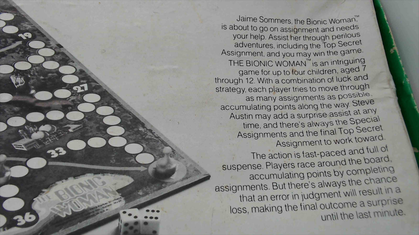 1976 The Bionic Woman Board Game by Parker Brothers – Jaime Sommers TV Series – Ages 7–12