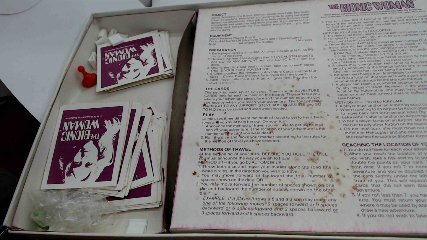 1976 The Bionic Woman Board Game by Parker Brothers – Jaime Sommers TV Series – Ages 7–12