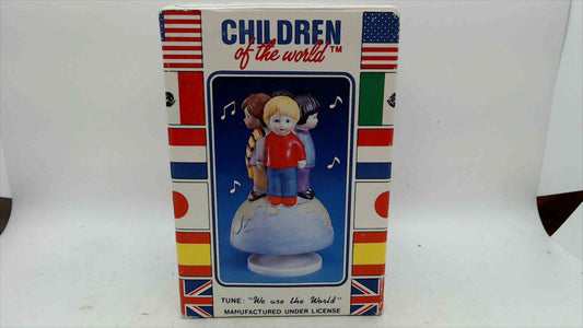 1985 “Children of the World” Musical Figurine – 4 Children on Globe – Plays We Are the World – Boxed – Taiwan