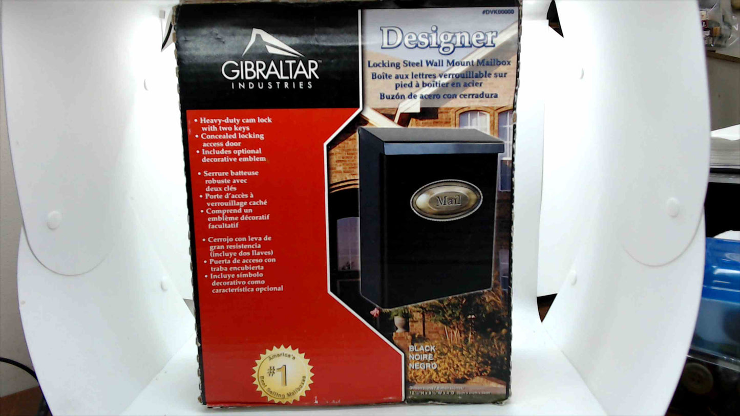 Gibraltar Industries Designer Locking Steel Wall Mount Mailbox – Black – New (Open Box, Damaged Packaging)