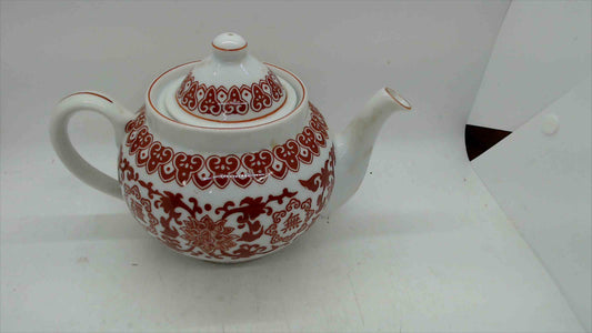 Darchung Red & White Porcelain Teapot – Double Happiness Motif – 5.5" Tall w/ Lid