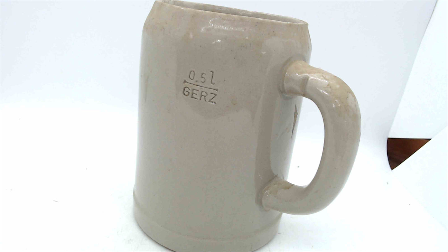 Vintage GERZ “Münchner Bier” 0.5L Stoneware Beer Stein – West Germany, Brewery Logos, 5”