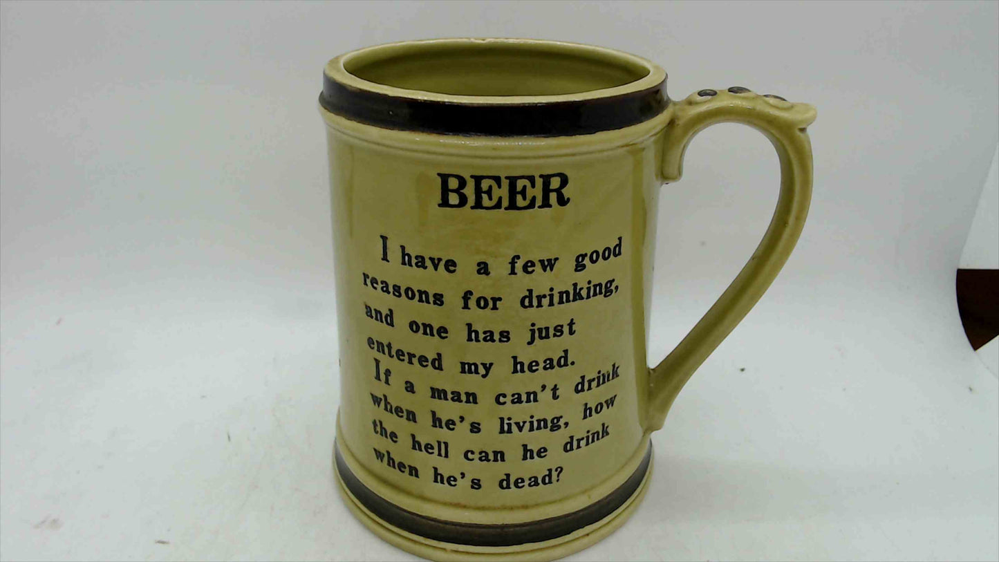 Vintage Ceramic “BEER” Quote Mug/Stein – 4.5"
