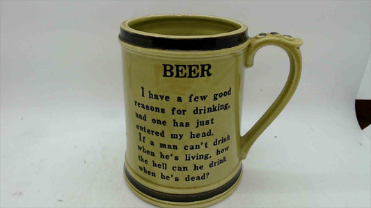 Vintage Ceramic “BEER” Quote Mug/Stein – 4.5"