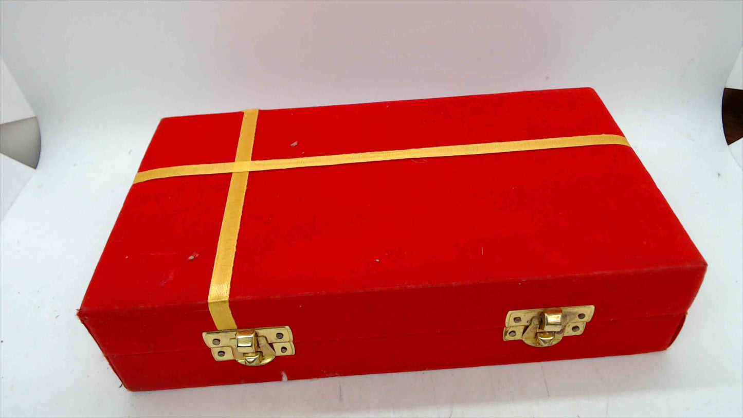 Gold & Silver Etched Serving Set in Red Velvet Gift Box – 4-Piece