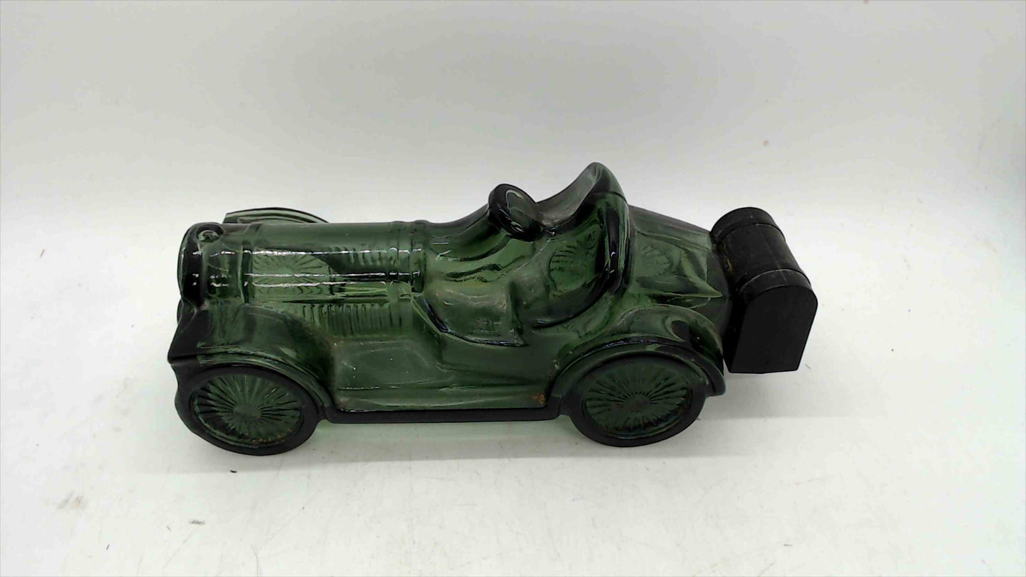 Avon Green Glass Roadster Aftershave Bottle w/ Black “Trunk” Cap – 6.5"