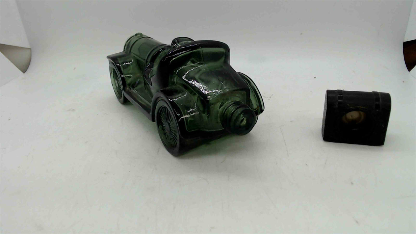 Avon Green Glass Roadster Aftershave Bottle w/ Black “Trunk” Cap – 6.5"