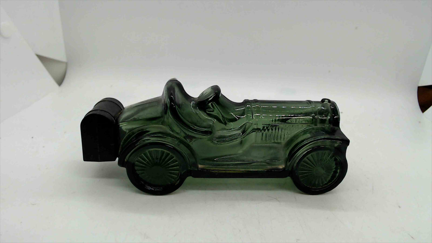 Avon Green Glass Roadster Aftershave Bottle w/ Black “Trunk” Cap – 6.5"