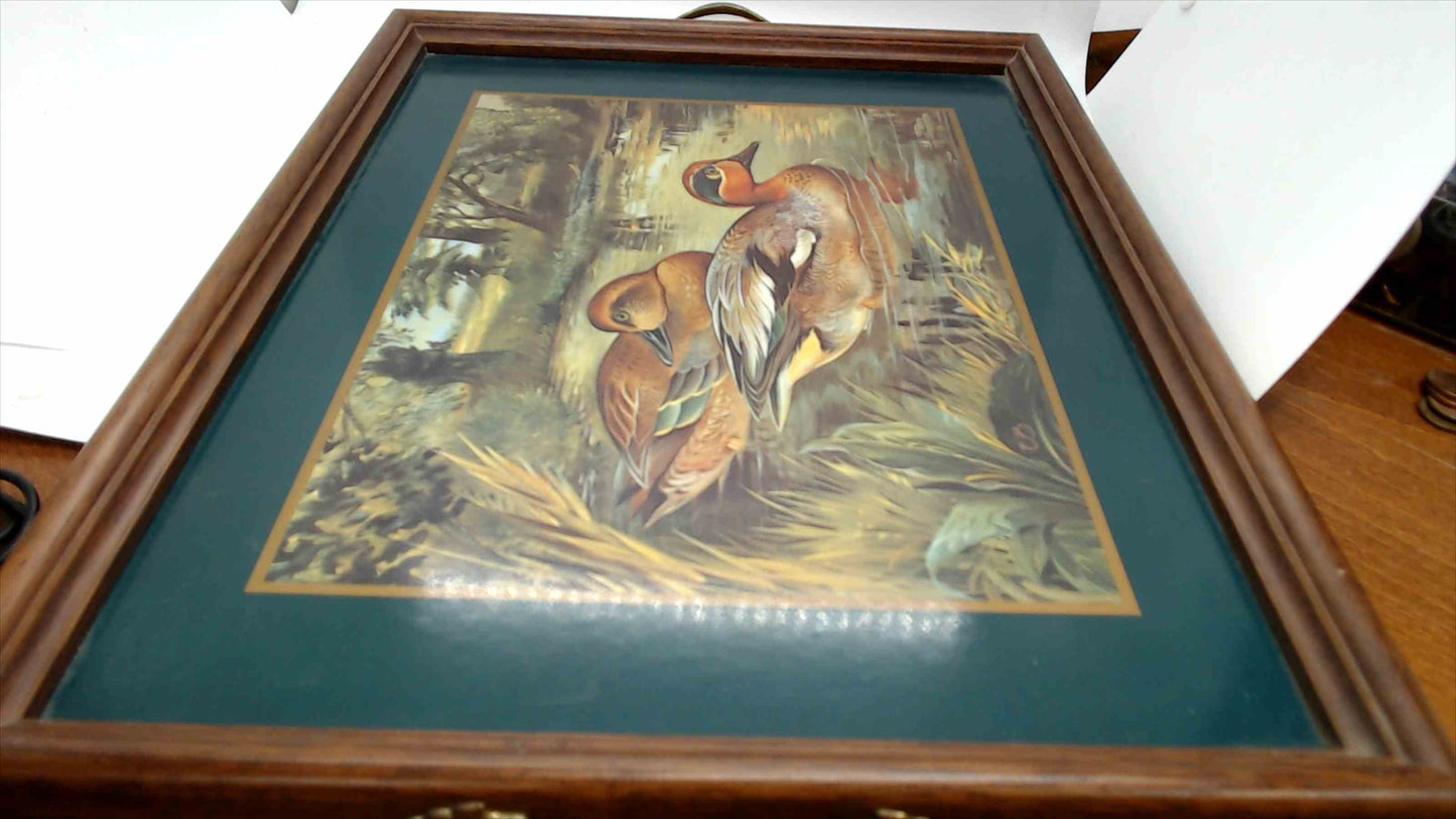 Vintage Pimpernel Wood Serving Tray w/ Ducks Artwork, Brass Handles – Made in England – ~12" x 18"