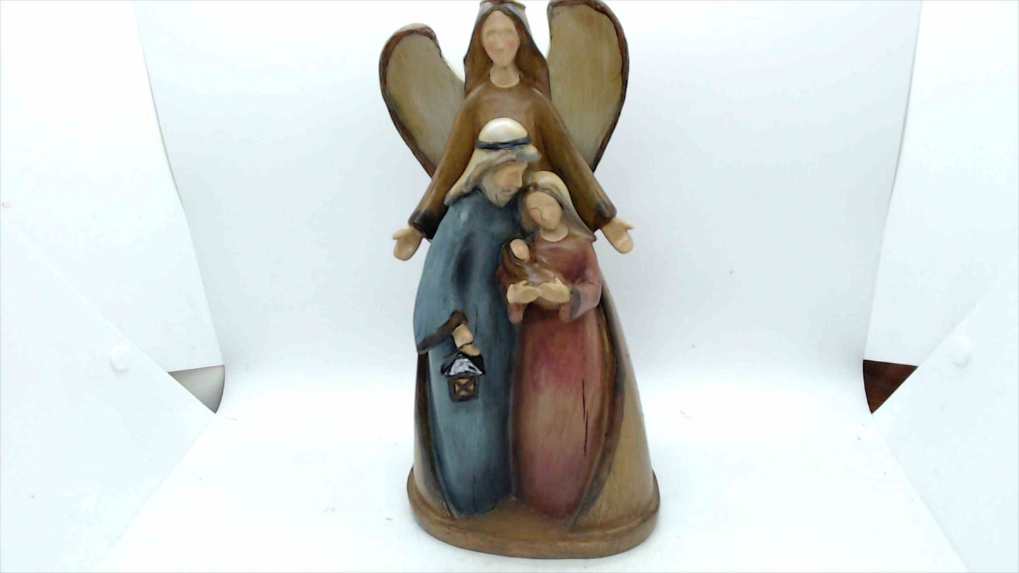 TII Collections “Holy Family with Angel” Resin Nativity Figurine – 10” Tall