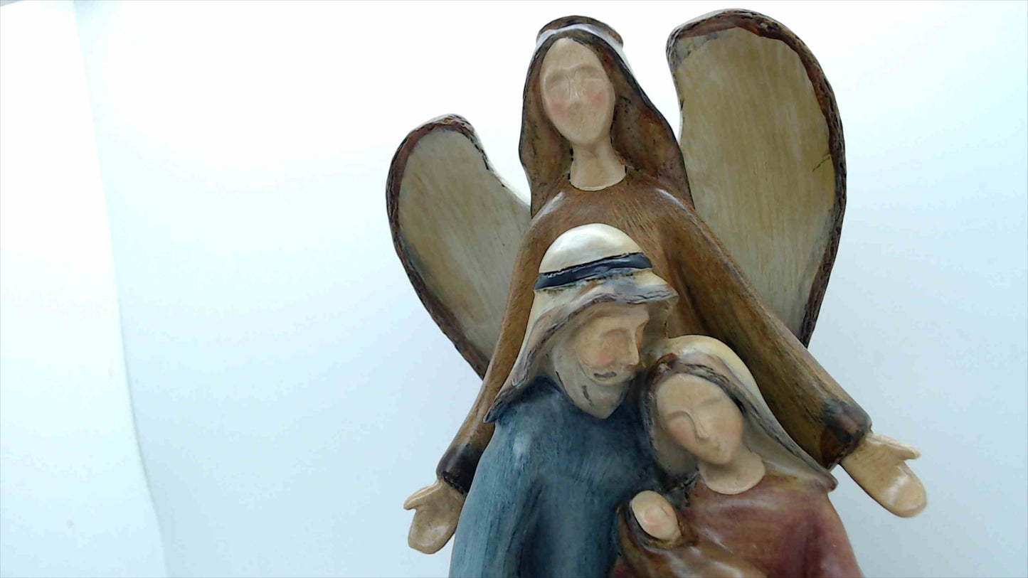 TII Collections “Holy Family with Angel” Resin Nativity Figurine – 10” Tall