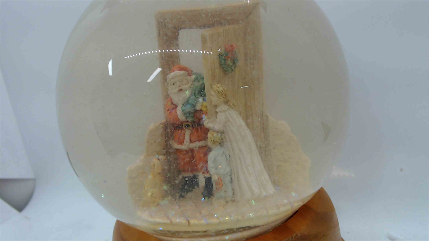 Vintage Santa & Children Snow Globe Music Box – 6.5" – Tested Plays
