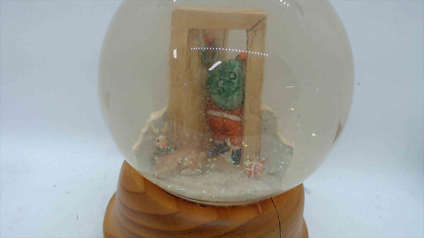 Vintage Santa & Children Snow Globe Music Box – 6.5" – Tested Plays