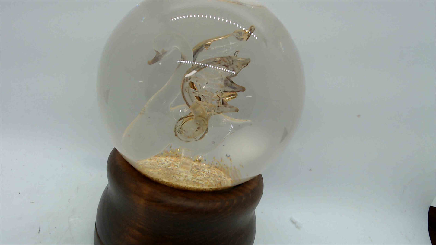 Vintage Price Products Glass Swan Musical Snow Globe – Wood Base, Tested, 6” Tall
