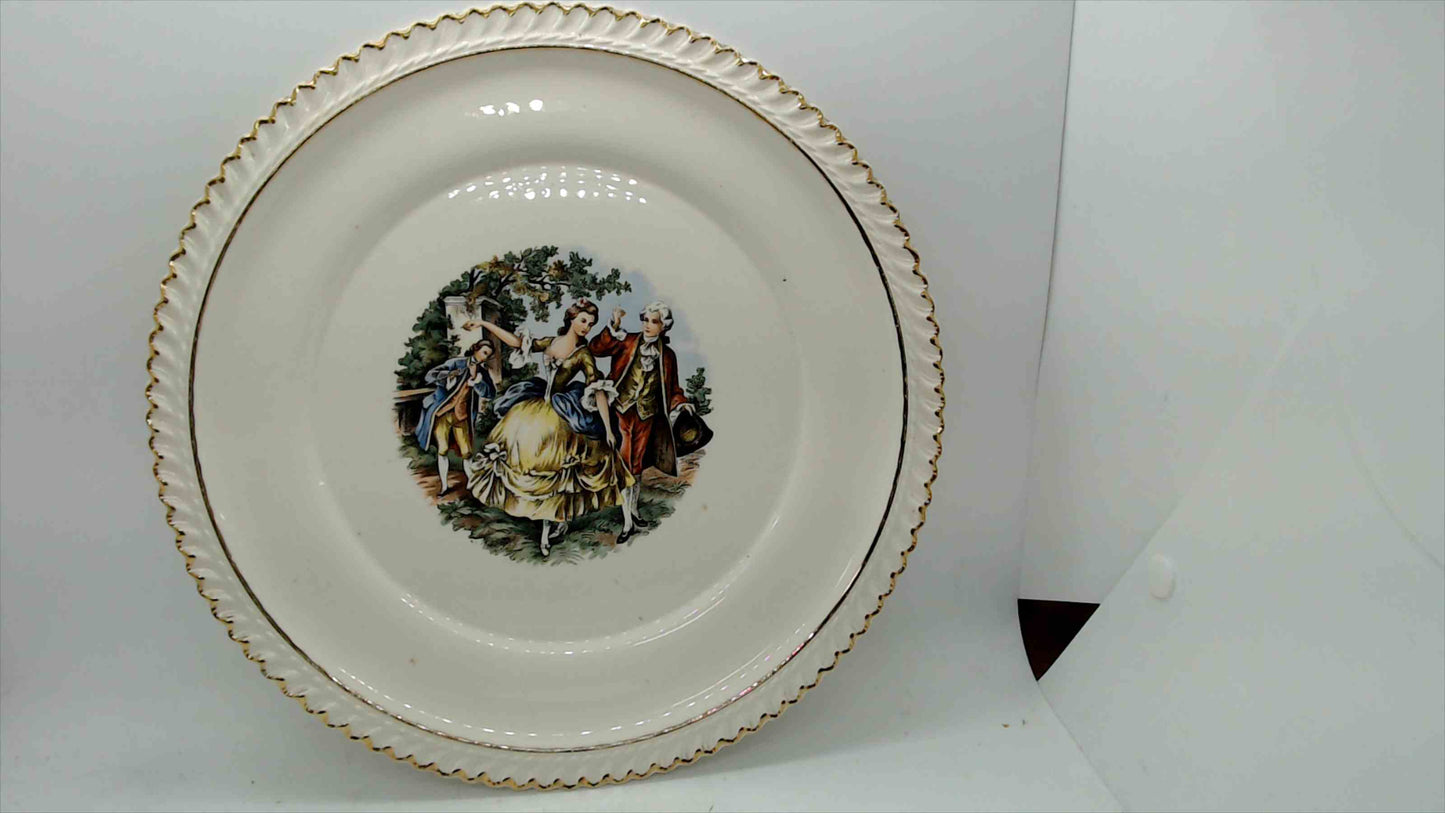 Harker Pottery 10" Courting Couple Plate – 22K Gold Trim, Vintage USA