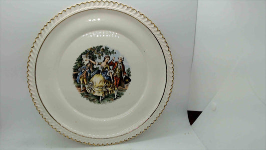 Harker Pottery 10" Courting Couple Plate – 22K Gold Trim, Vintage USA