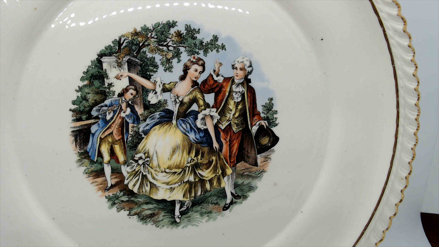 Harker Pottery 10" Courting Couple Plate – 22K Gold Trim, Vintage USA
