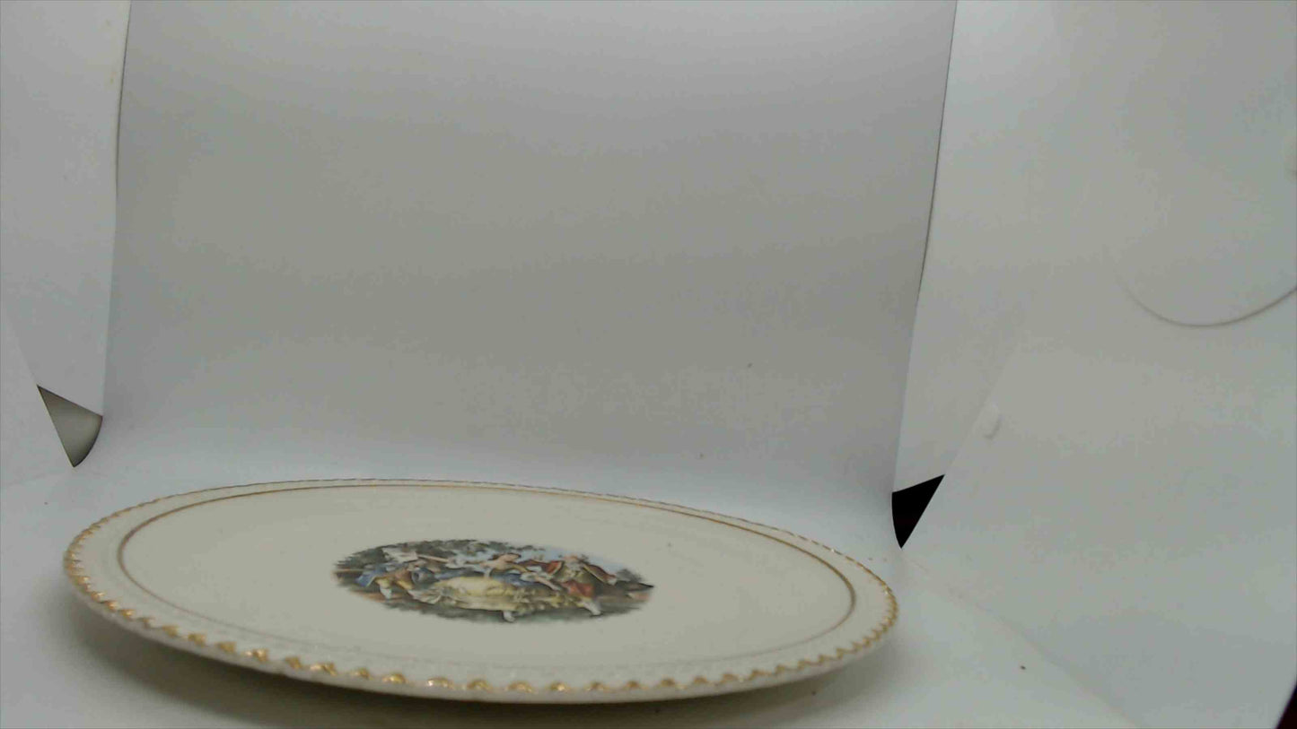 Harker Pottery 10" Courting Couple Plate – 22K Gold Trim, Vintage USA