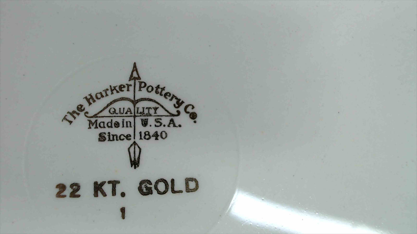 Harker Pottery 10" Courting Couple Plate – 22K Gold Trim, Vintage USA