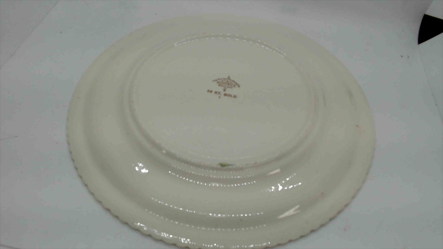 Harker Pottery 10" Courting Couple Plate – 22K Gold Trim, Vintage USA