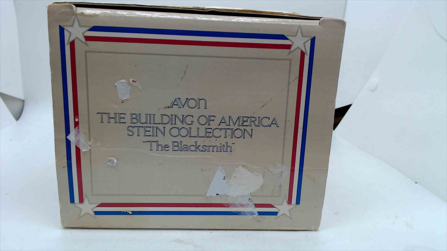 Avon “The Blacksmith” Stein – Building of America Series (1985) – 9" Lidded Beer Stein w/ Pewter Lid & Box
