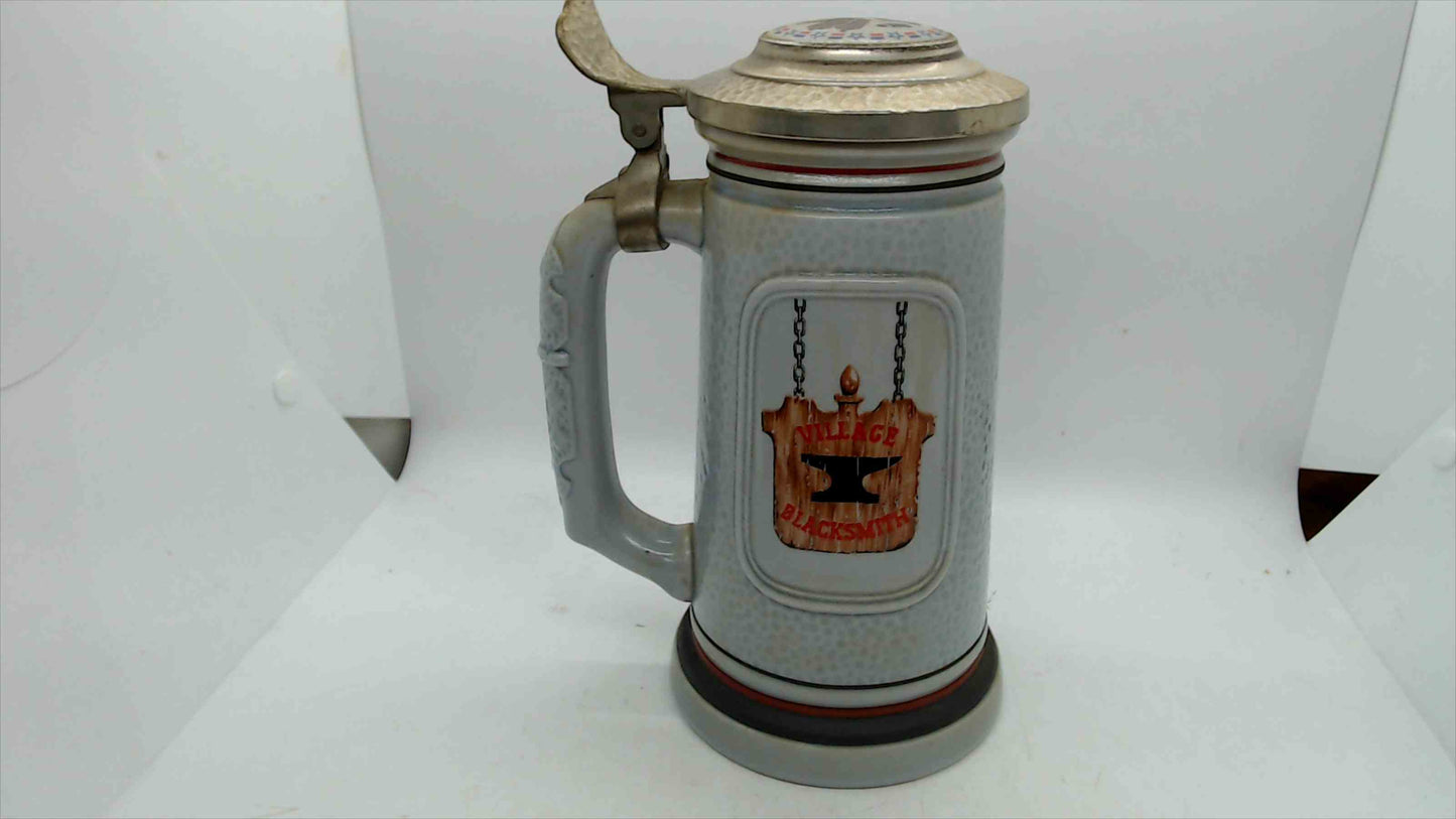 Avon “The Blacksmith” Stein – Building of America Series (1985) – 9" Lidded Beer Stein w/ Pewter Lid & Box