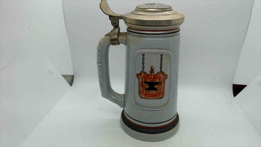 Avon “The Blacksmith” Stein – Building of America Series (1985) – 9" Lidded Beer Stein w/ Pewter Lid & Box
