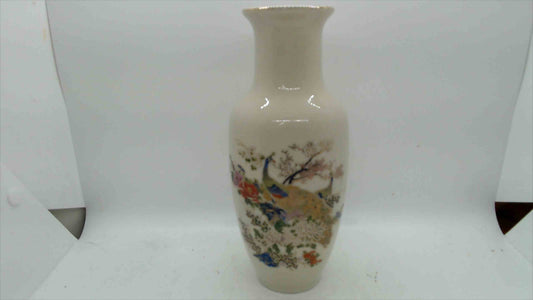 Japanese Porcelain Peacock Vase – Hand-Painted & Gilt, 8.25"