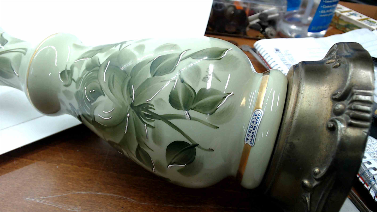 Vintage Tyndale Hand-Painted Floral Table Lamp – 24” Tall – Tested & Working