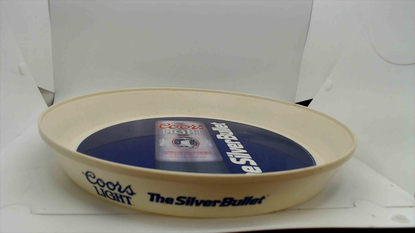 1990 Coors Light “The Silver Bullet” Plastic Bar Serving Tray – 13" Round